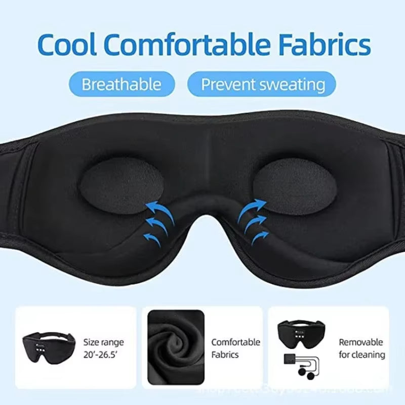 3D Eye Mask Music Play Sleeping Headphones with Built-In HD Speaker Mask for Sleep Headphones Bluetooth