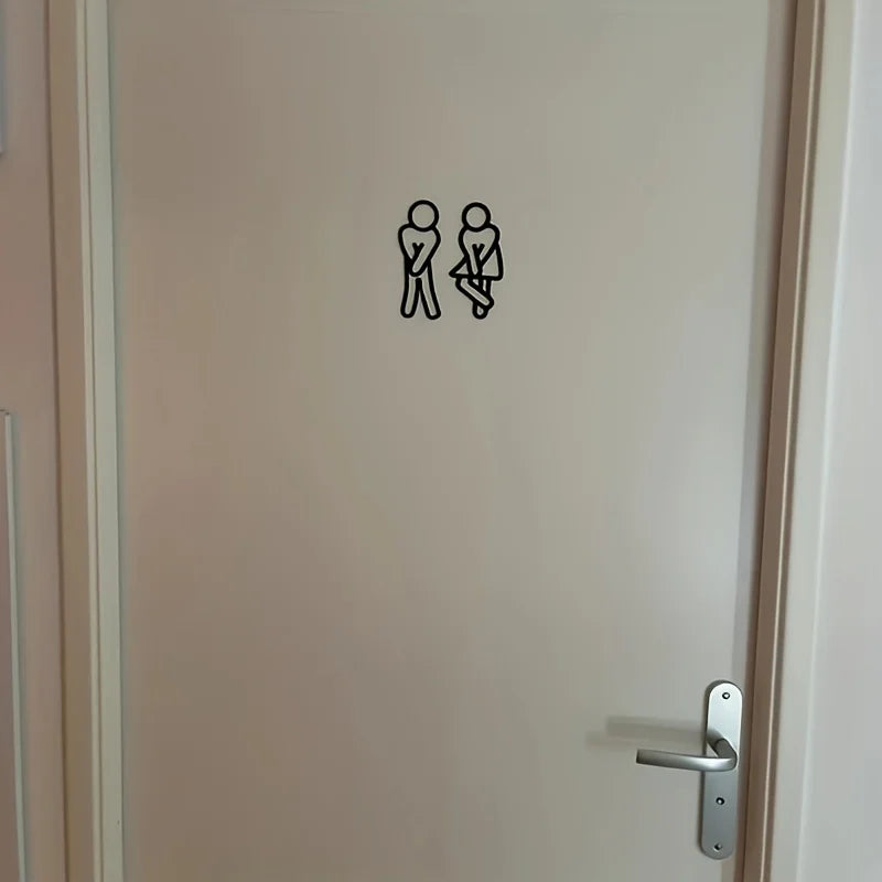 Minimalist Bathroom Door Sign – Unisex Restroom Wall Decor