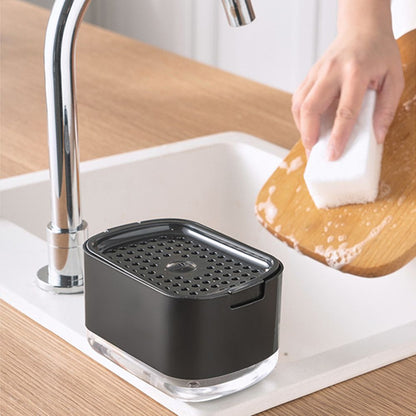 Press Soap Dispenser with Built-In Sponge Holder
