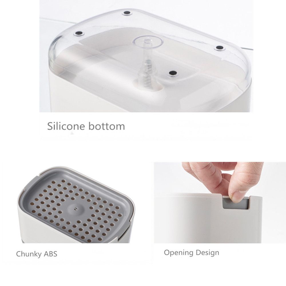 Press Soap Dispenser with Built-In Sponge Holder
