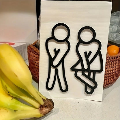 Minimalist Bathroom Door Sign – Unisex Restroom Wall Decor