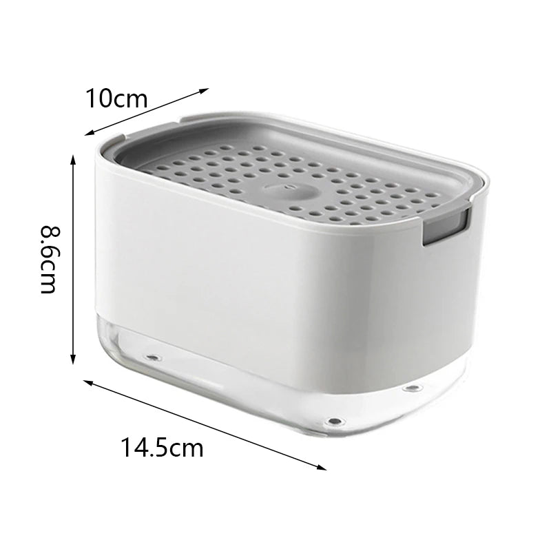 Press Soap Dispenser with Built-In Sponge Holder