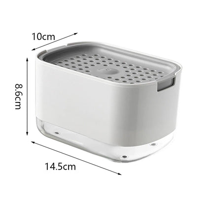 Press Soap Dispenser with Built-In Sponge Holder