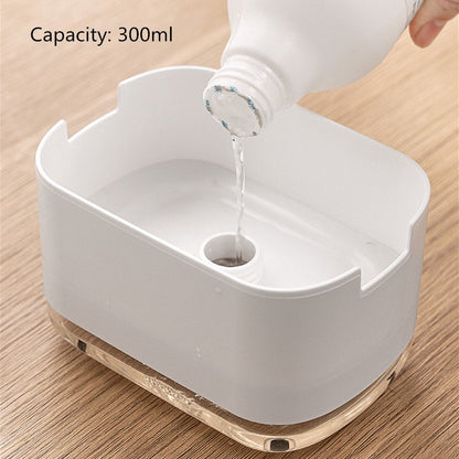 Press Soap Dispenser with Built-In Sponge Holder