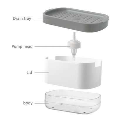 Press Soap Dispenser with Built-In Sponge Holder