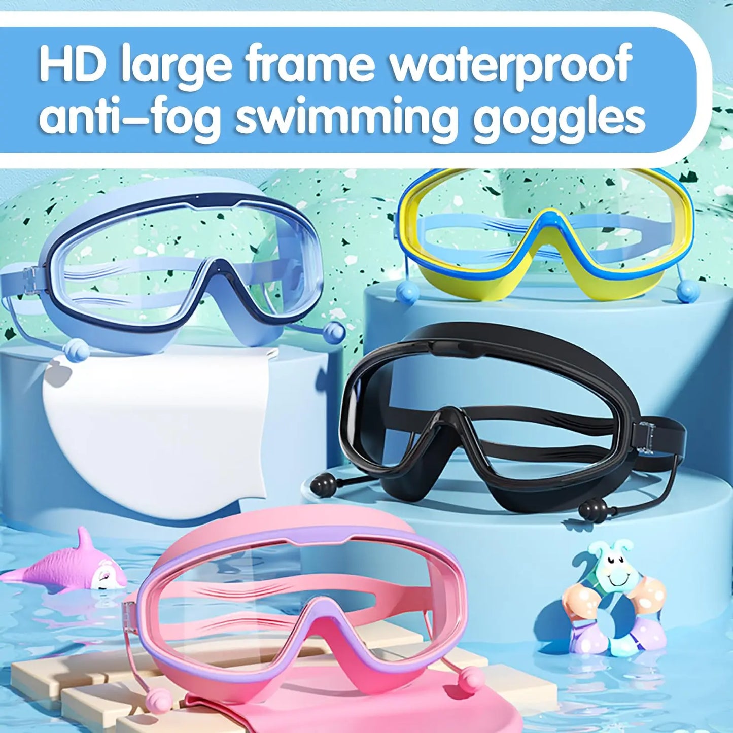 👉 Kids Anti-Fog Swimming Goggles – Wide View Waterproof Swim Goggles