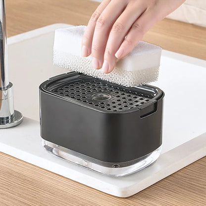 Press Soap Dispenser with Built-In Sponge Holder