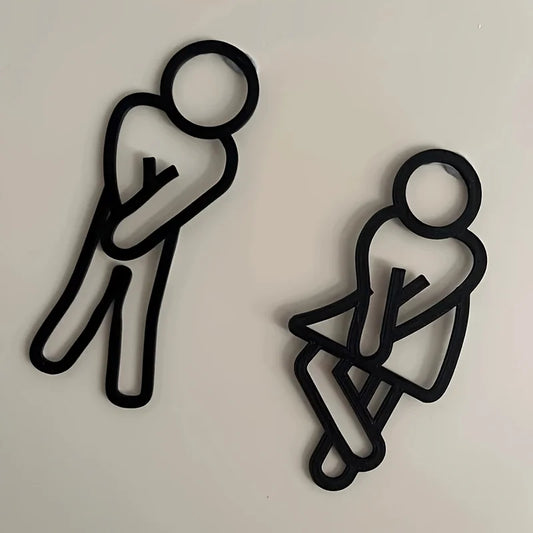 Minimalist Bathroom Door Sign – Unisex Restroom Wall Decor