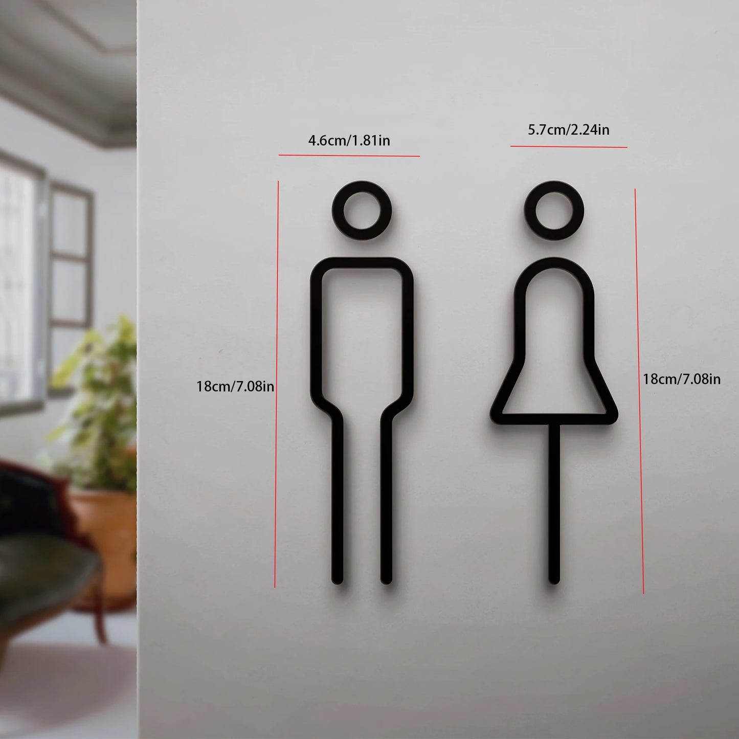 Minimalist Bathroom Door Sign – Unisex Restroom Wall Decor