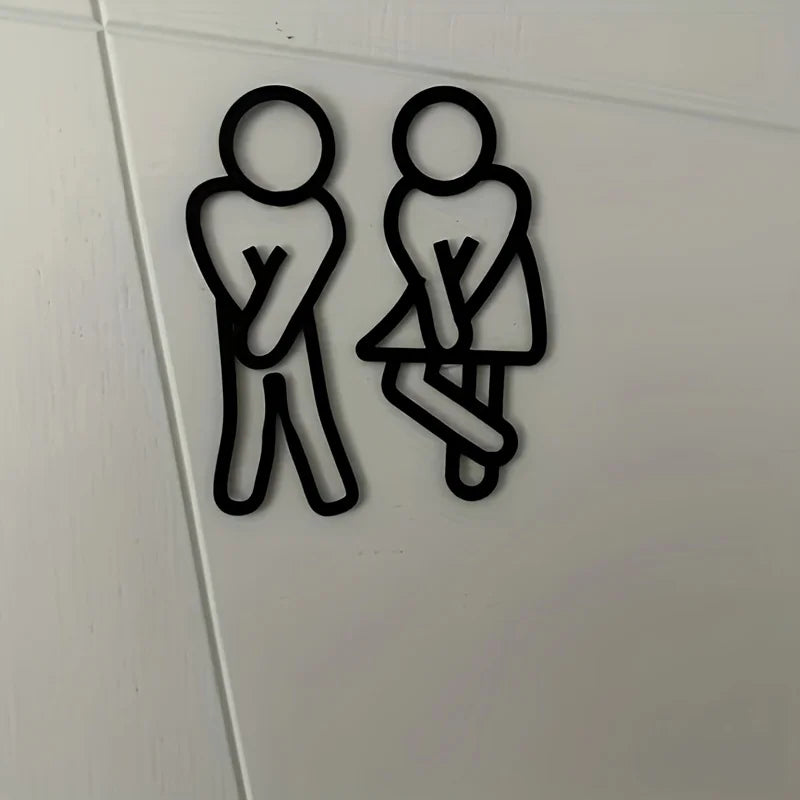 Minimalist Bathroom Door Sign – Unisex Restroom Wall Decor