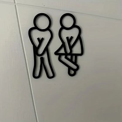 Minimalist Bathroom Door Sign – Unisex Restroom Wall Decor